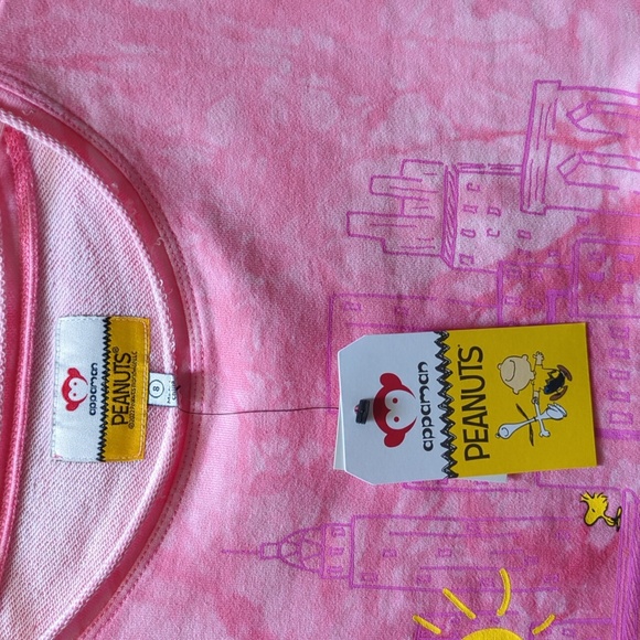 NWT Appaman Girl's Peanuts Long Sleeves Pink Tie Dye Sweatshirt Kids Size: 8 & 6 - Picture 5 of 7